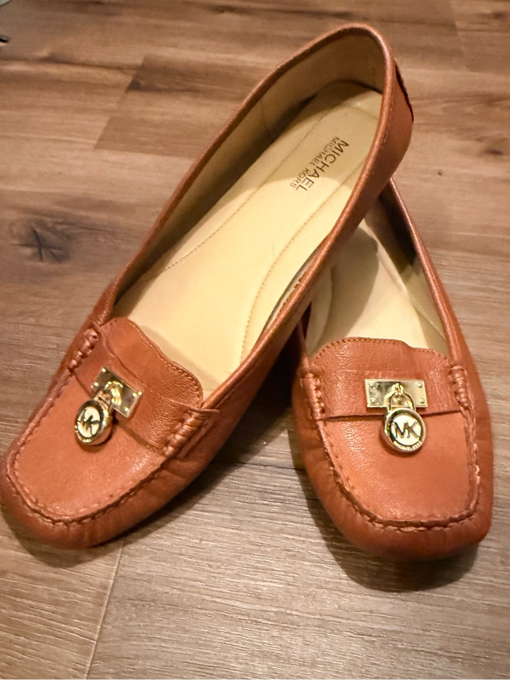 Michael Kors Cognac Leather Slip-On Moccasin Loafers